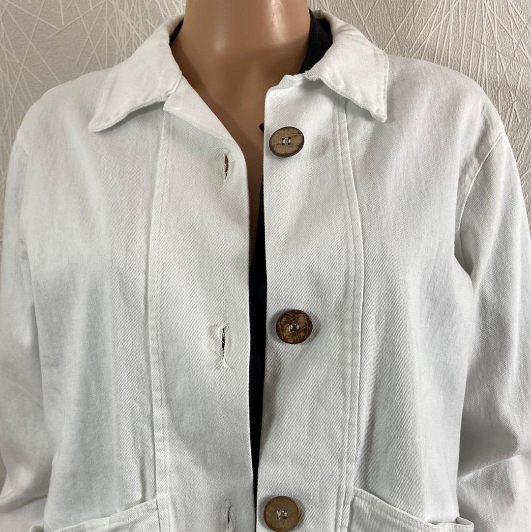 Veste blanche boutonnée en coton coupe ample Les Impatientes - Offre-Unique