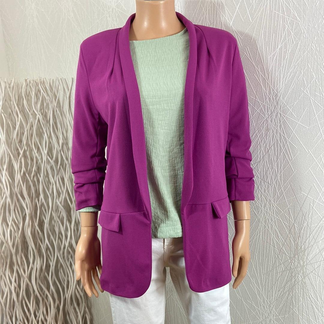 Veste doublée fuchsia manches 3/4 épaulettes Made In Italy - Offre-Unique