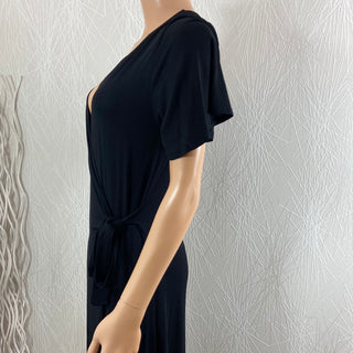 Robe midi noire cache cœur manches courtes modèle Flavie La Petite Robe