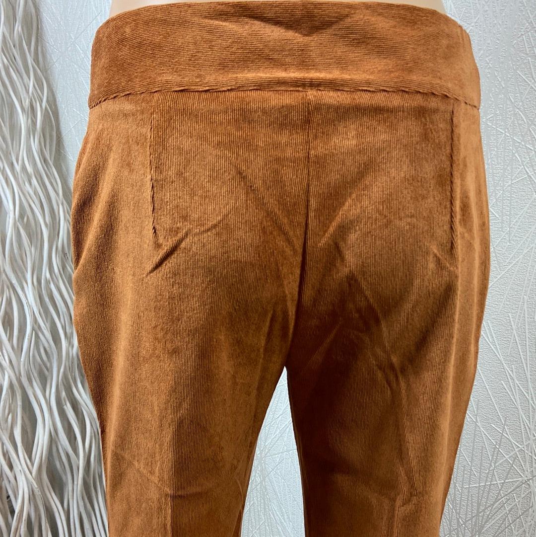Pantalon velours côtelé brun patte d’éléphant taille mi-haute Osa - Offre-Unique