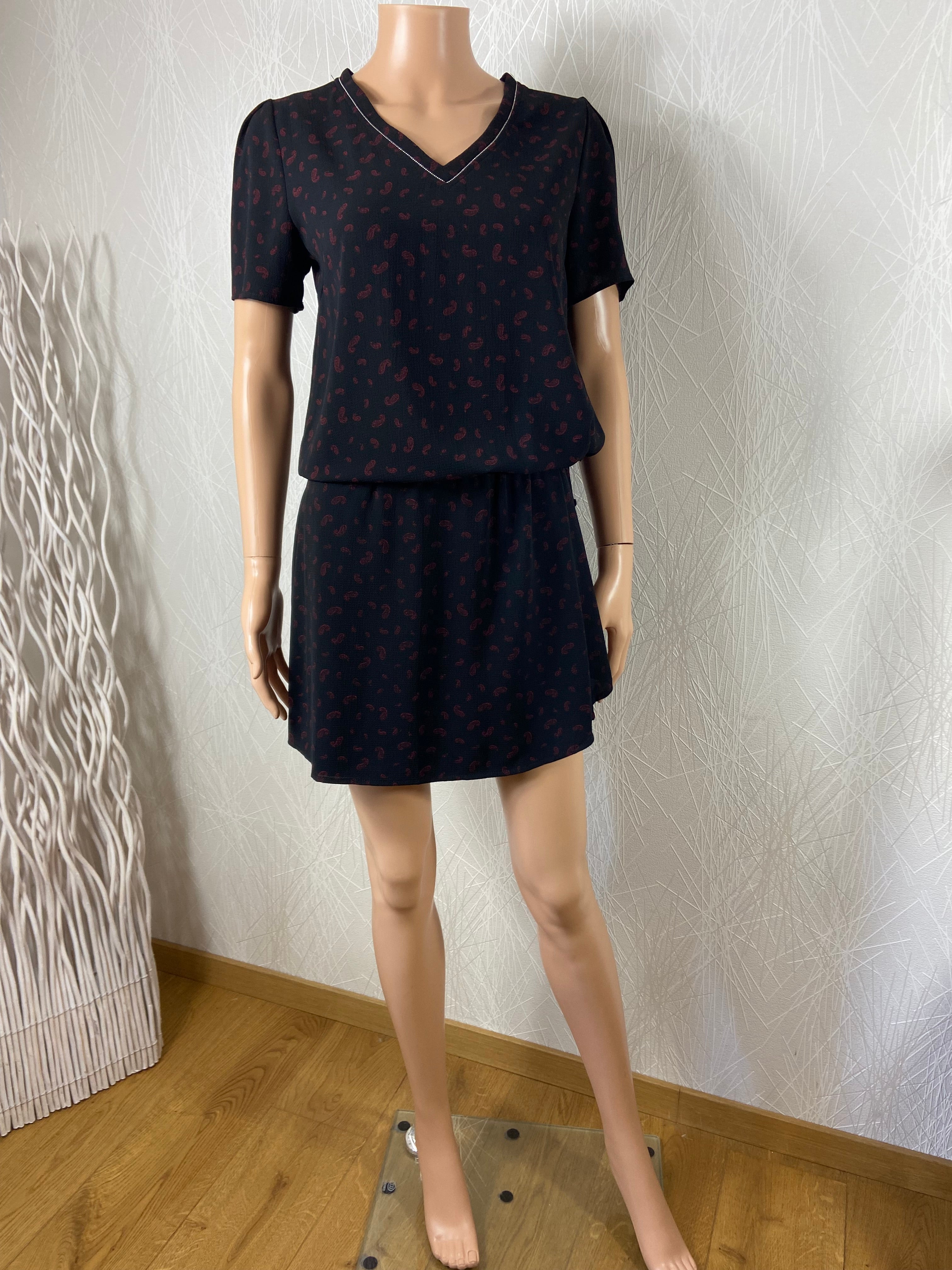 Robe courte ajustable manches courtes tissu crêpe Deeluxe