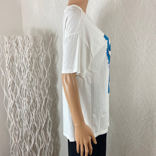 T-shirt blanc manches courtes inscription vintage 70's Les Impatientes