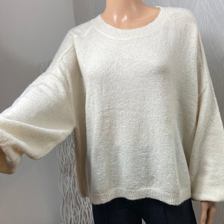 Pull blanc coupe oversize laine mohair modèle Bymarry Jumper B.Young