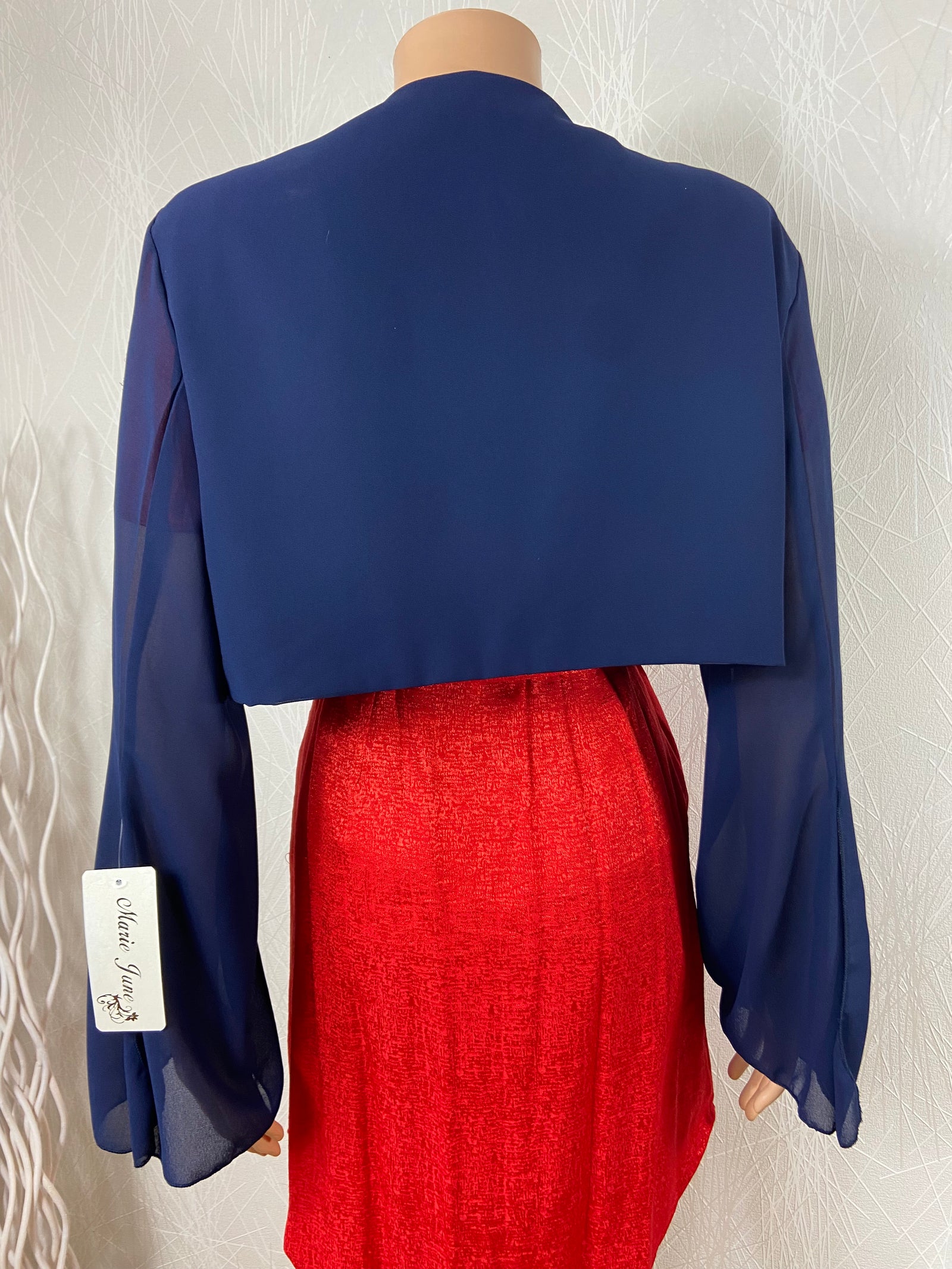 Boléro court bleu marine manches longues Made In Italy