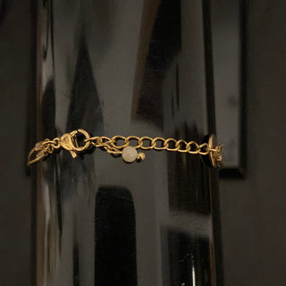 Bracelet double doré perles croix en nacre Litchi