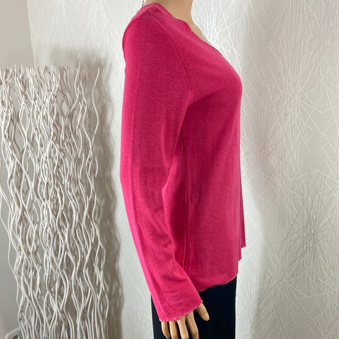 Pullover rose mailles fines coupe droite Monte Rosso