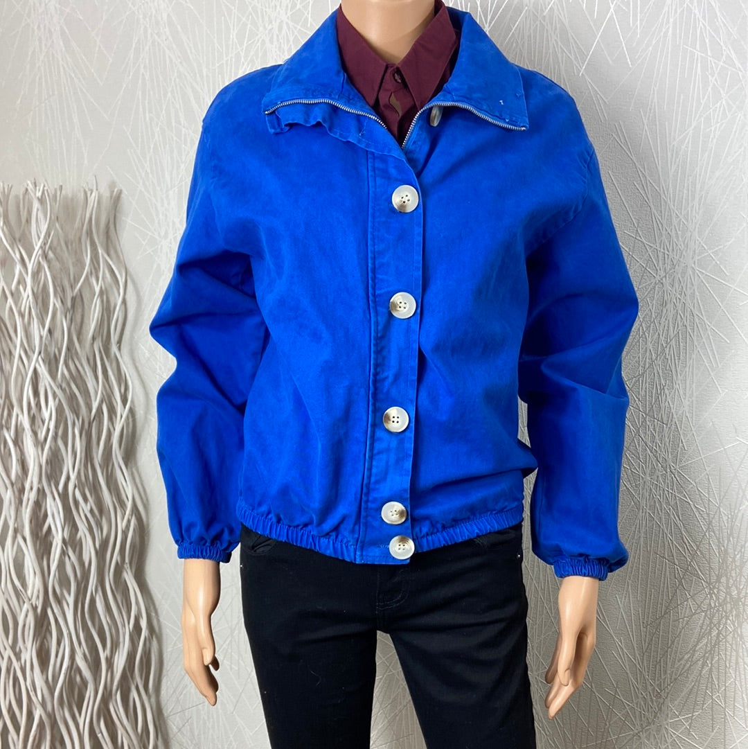 Blouson femme coton bleu roi élastiqué en bas Johanna Paris