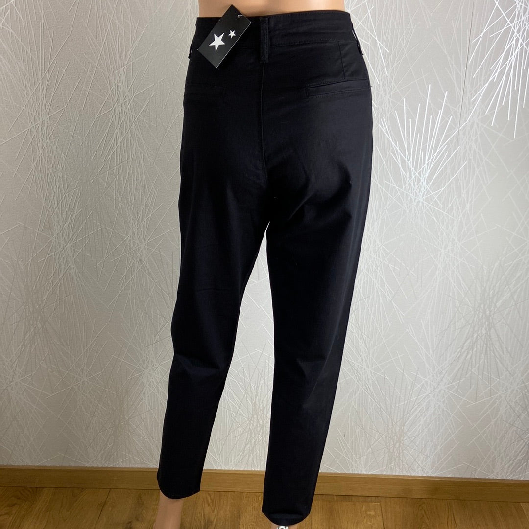 Pantalon coton noir souple taille haute EMI Jo