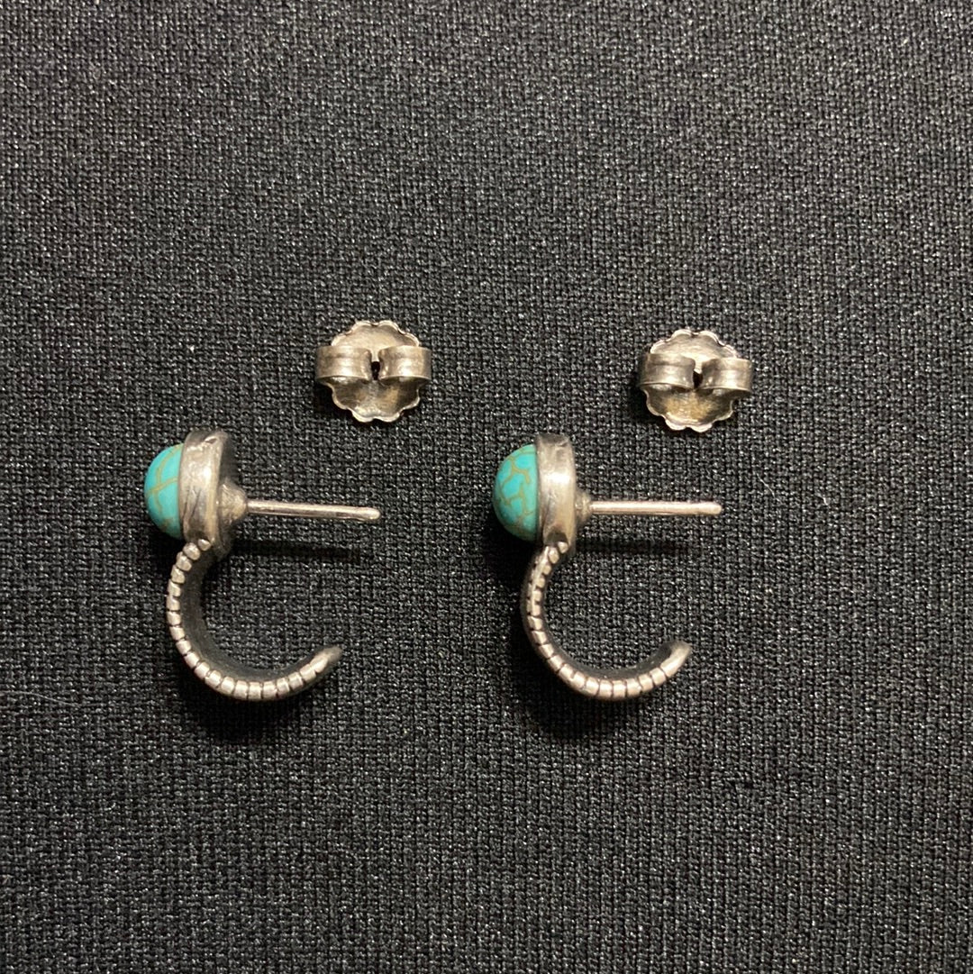 Boucles d’oreilles plaquées argent pierre bleu turquoise Shabada