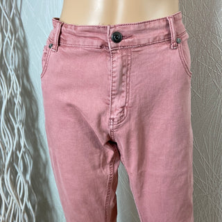 Jeans coton denim rose femme taille mi-haute Yes Design