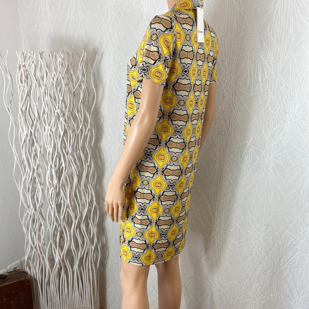 Robe Jersey jaune courte style vintage 70's Surkana - Offre-Unique