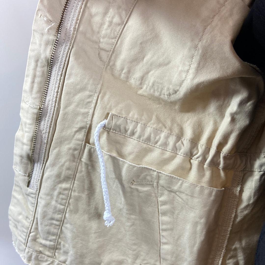 Veste femme décontractée coton beige coupe droite Po & M - Offre-Unique