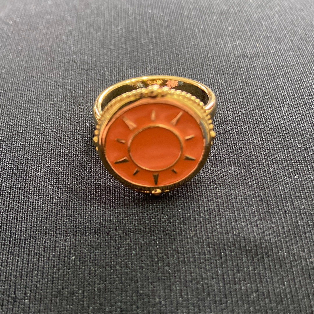 Bague ajustable plaquée or inclusion orange Shabada - Offre-Unique