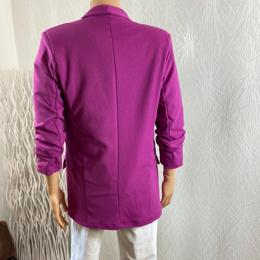 Veste doublée fuchsia manches 3/4 épaulettes Made In Italy - Offre-Unique