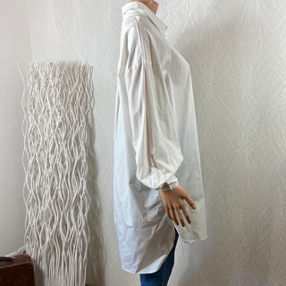 Chemise blanche coton femme longue asymétrique Ihlong Ichi