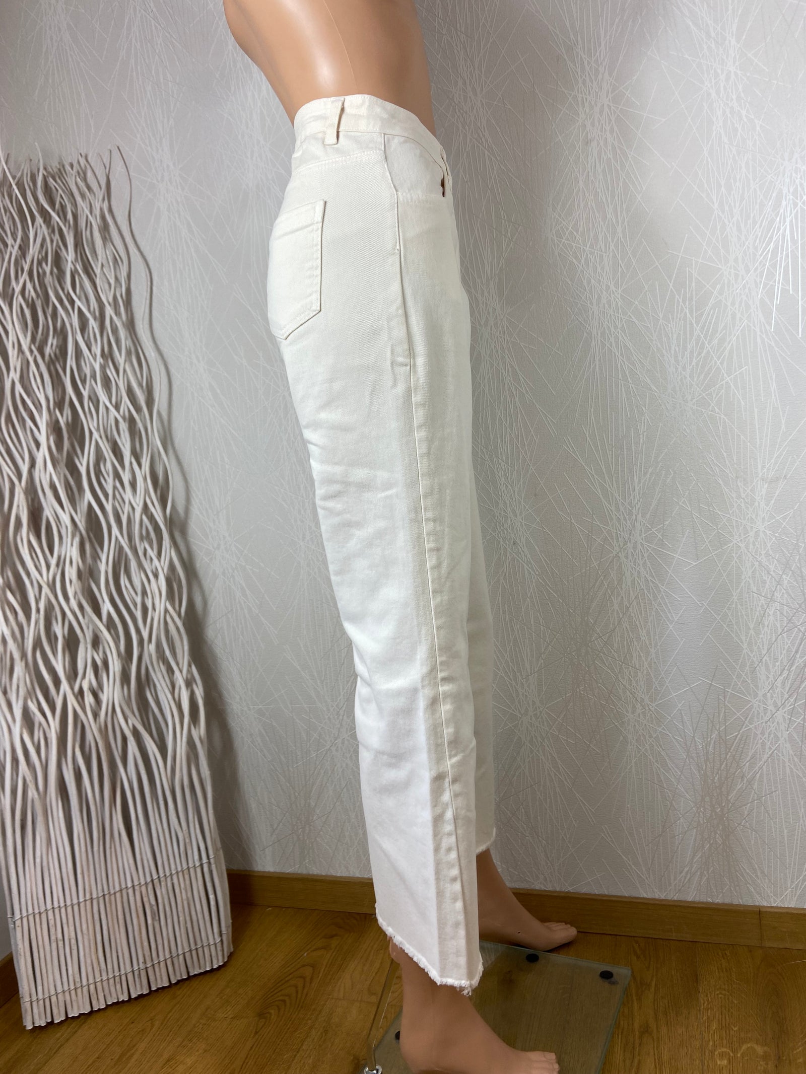 Jeans coton beige taille haute Y Coo