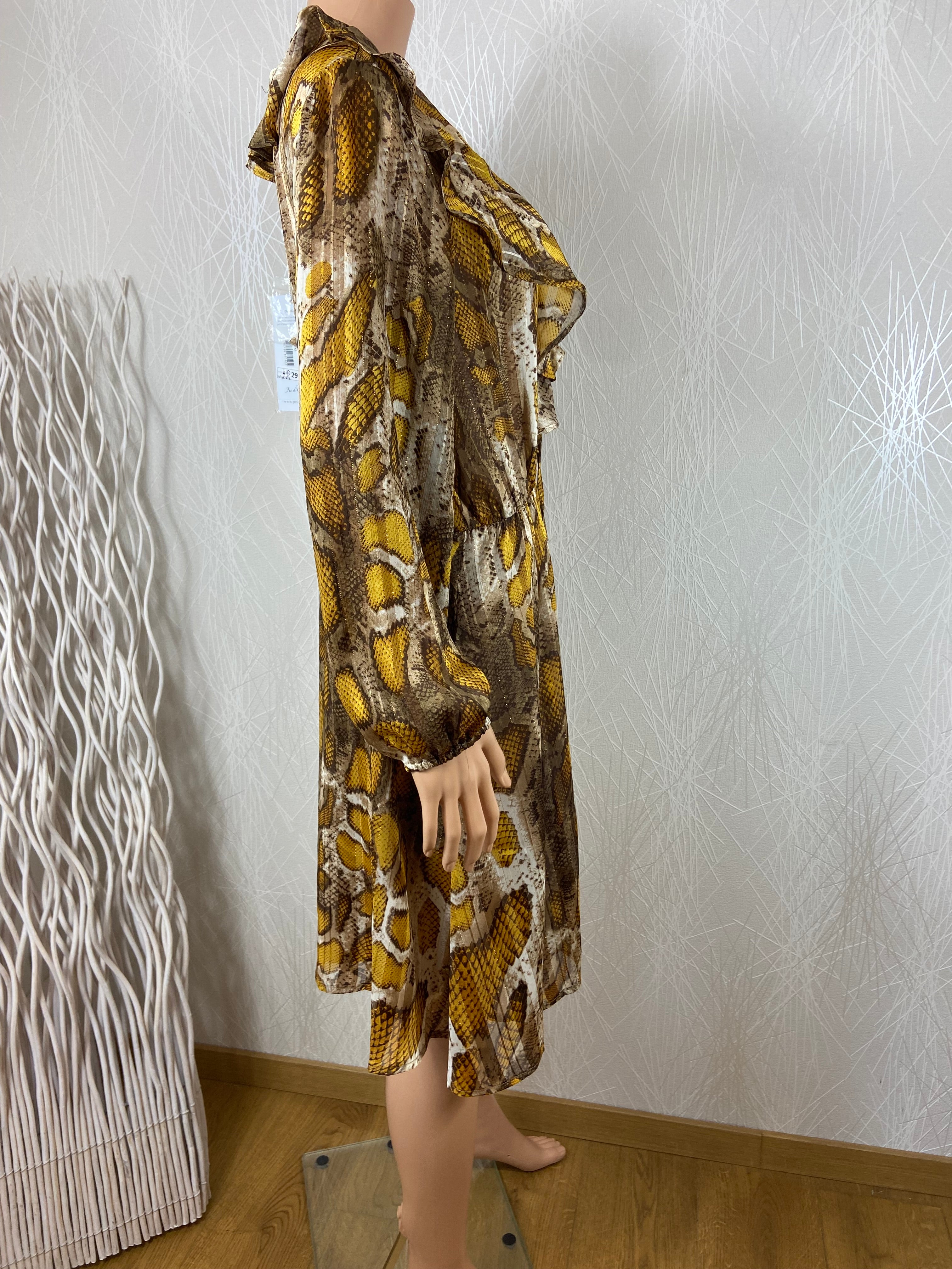 Robe cintrée multicolore à volant Jus Orange Paris