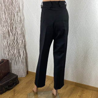 Pantalon noir en laine taille haute coupe droite Tabala Paris