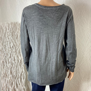 Blouse femme coton gris col V Made In Italy