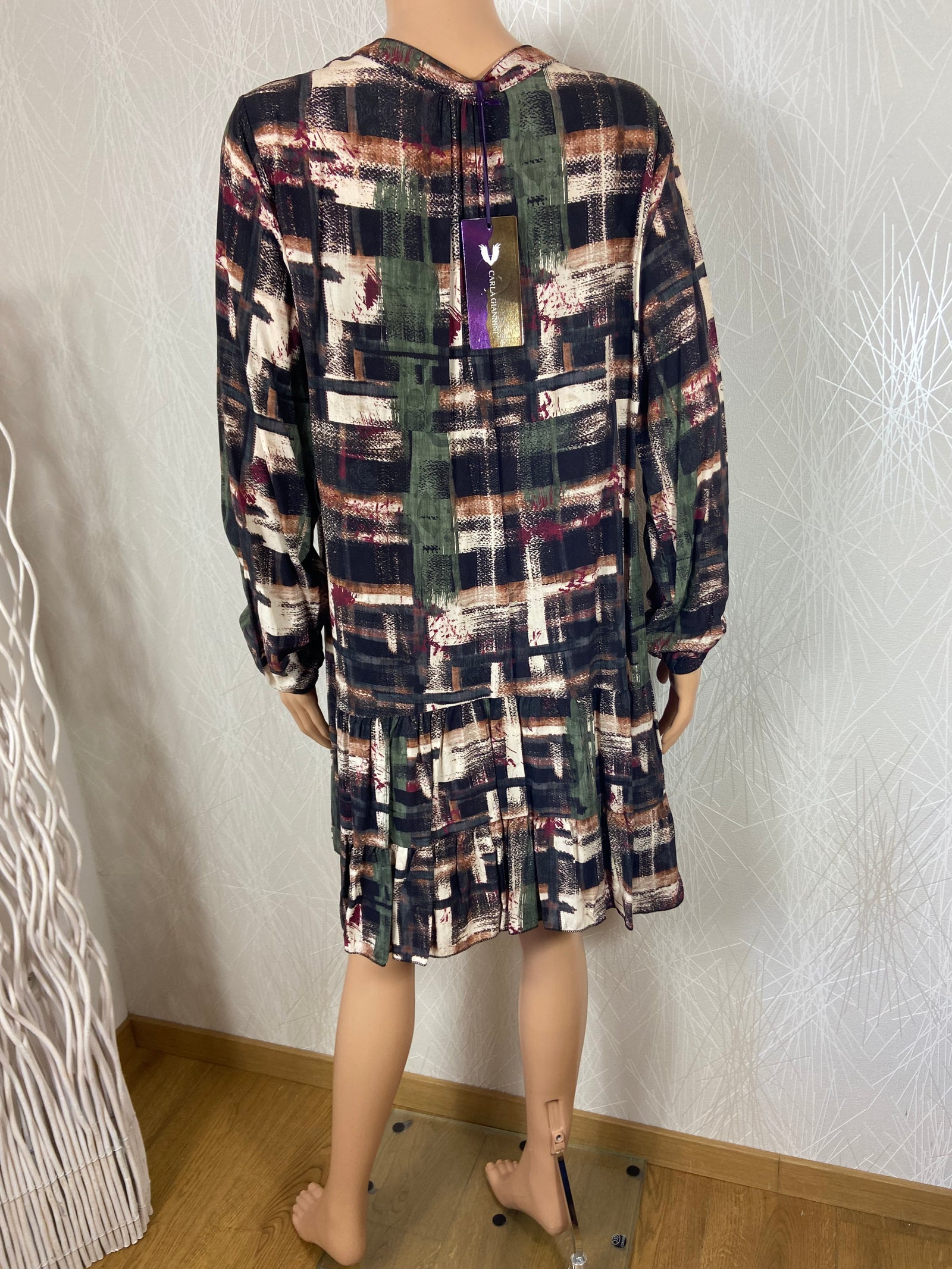 Robe courte multicolore à manches longues Carla Giannini
