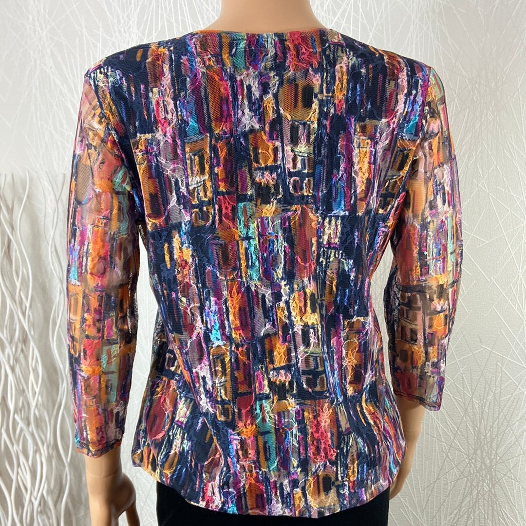 Blouse doublée multicolore col V Manches 3/4 transparentes Le Singe de Julie