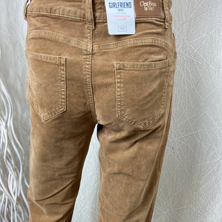 Pantalon confort velours coton beige taille haute coupe girlfriend Lucien C’est Beau la Vie