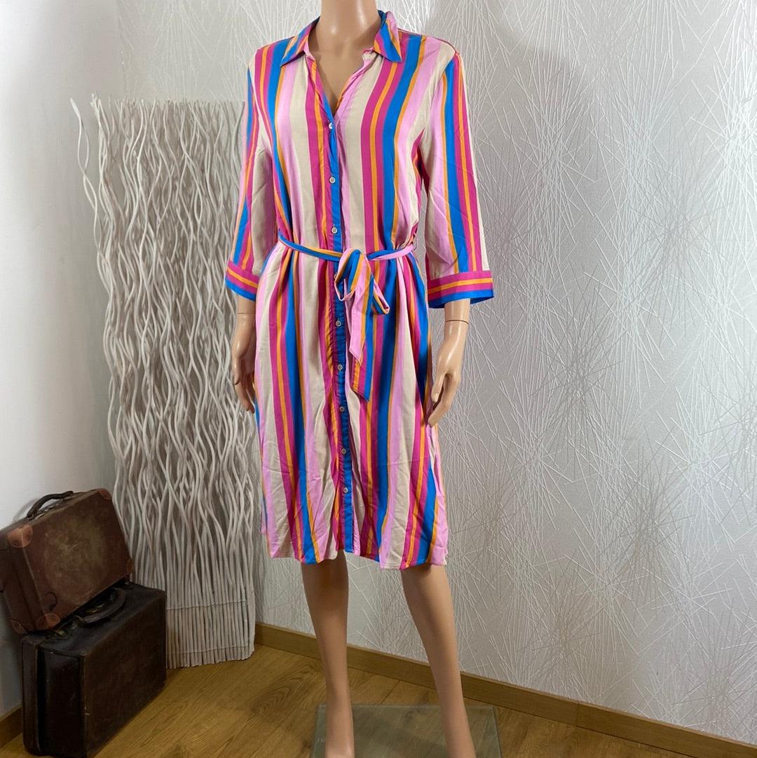 Robe rayée multicolore modèle Bymmjoella Shirt Dress B.Young - Offre-Unique