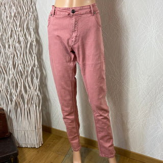 Jeans coton denim rose femme taille mi-haute Yes Design