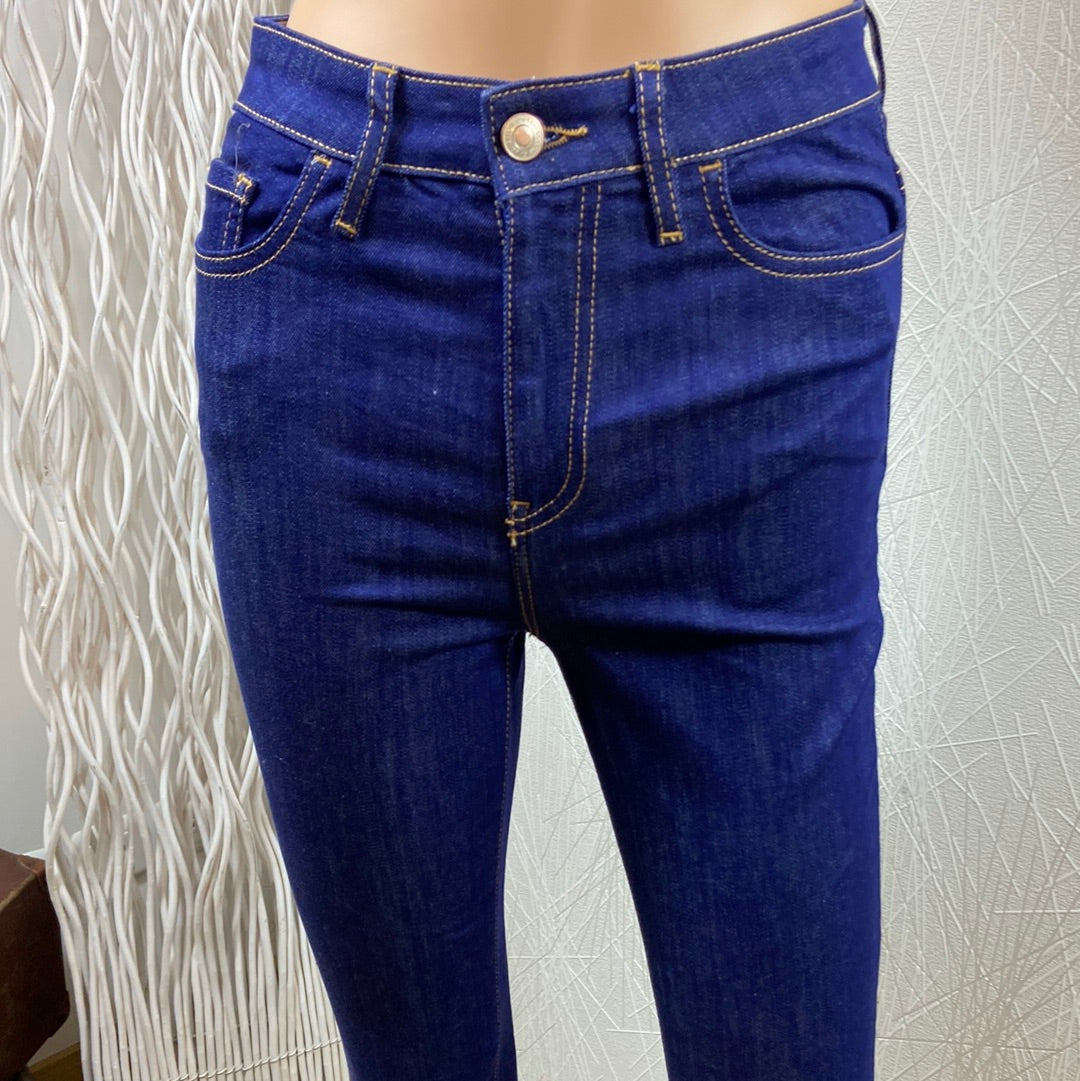 Jeans coton bleu femme taille haute slim Benetton