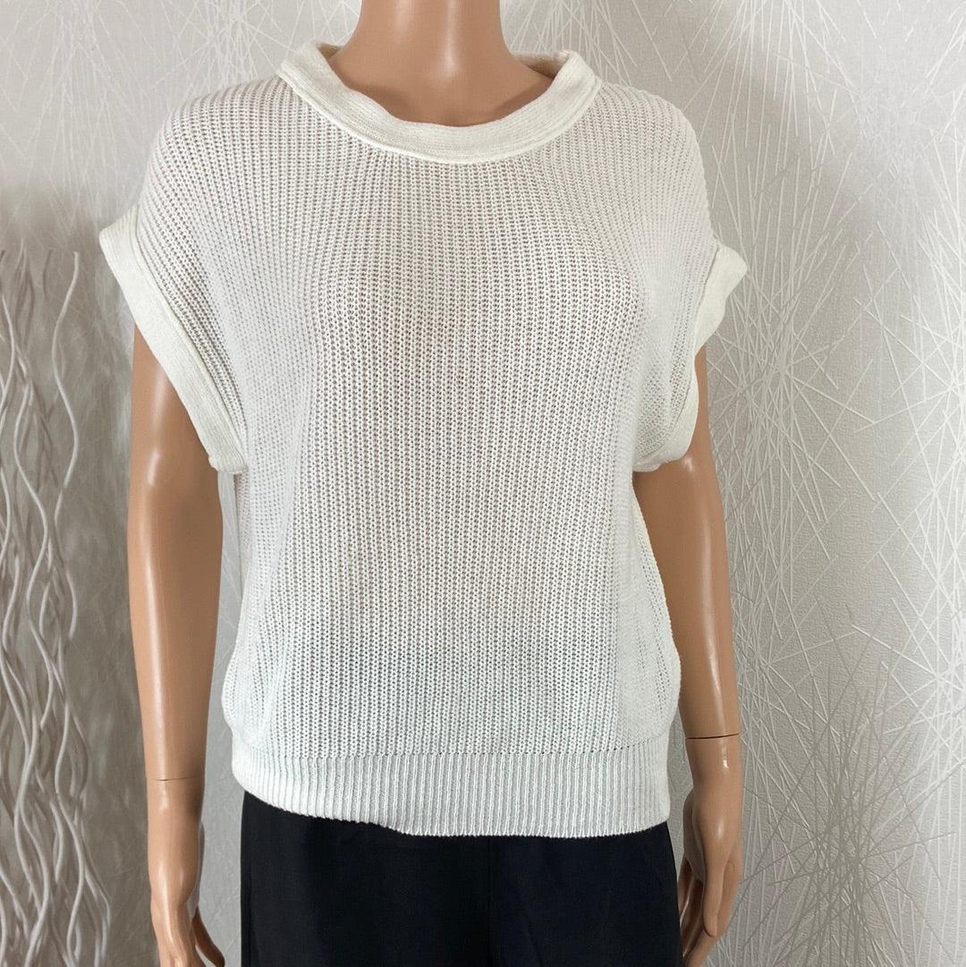 Pull blanc sans manches Les Impatientes - Offre-Unique