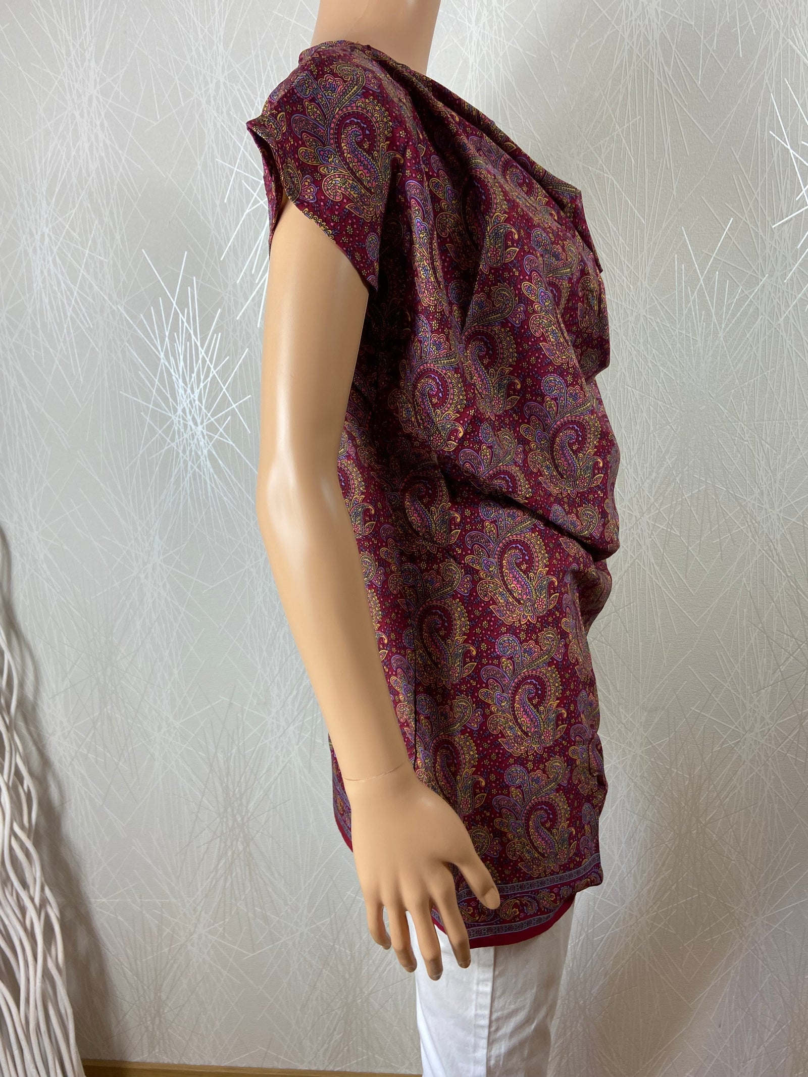 Blouse tunique fluide légère bordeaux à motifs cachemire Aller Simplement