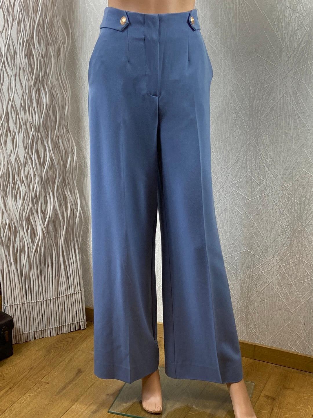 Pantalon bleu jambes larges taille haute coupe ample Byestale Pants B.Young - Offre-Unique