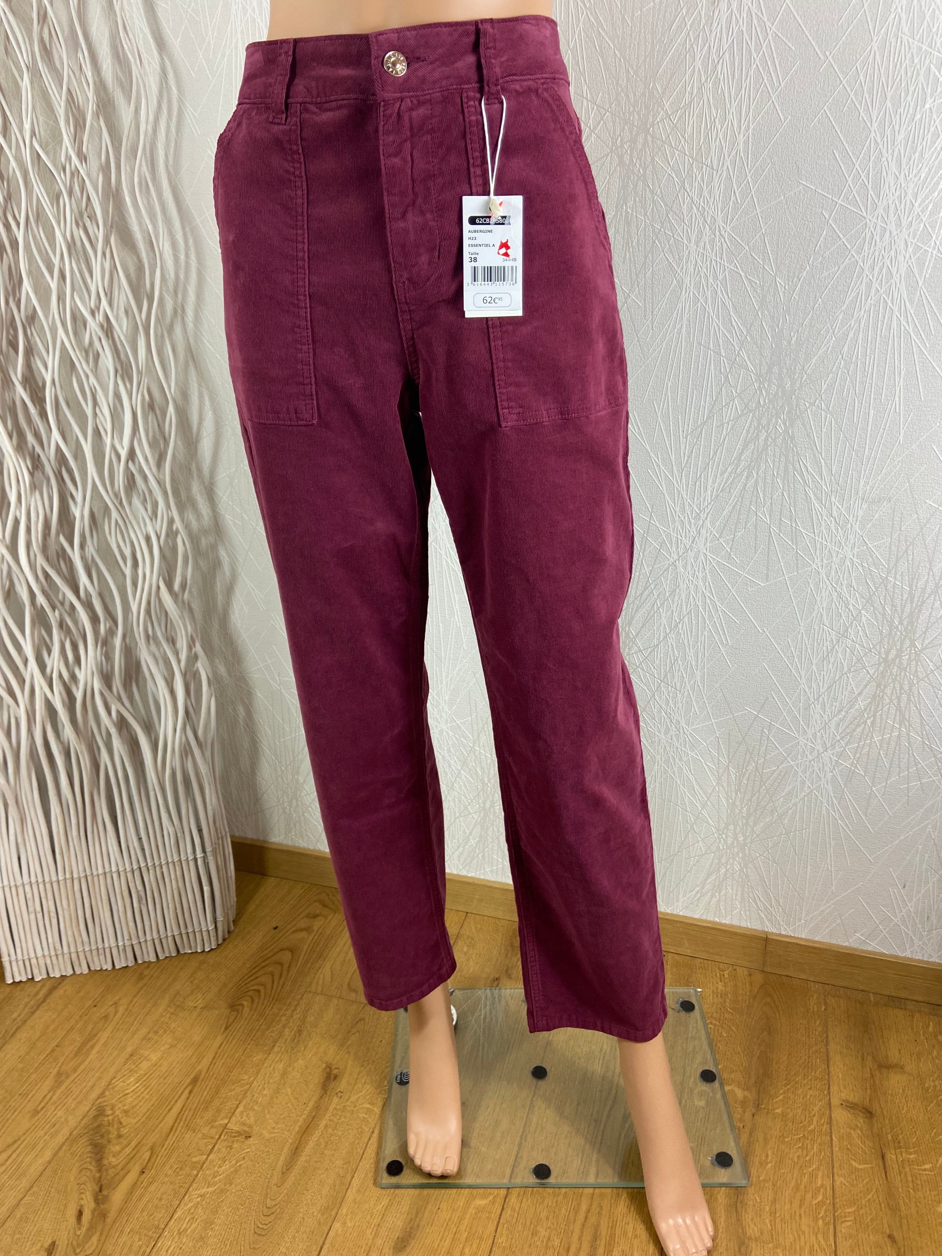 Pantalon violet en velours de coton côtelé modèle Constance C’est Beau La Vie