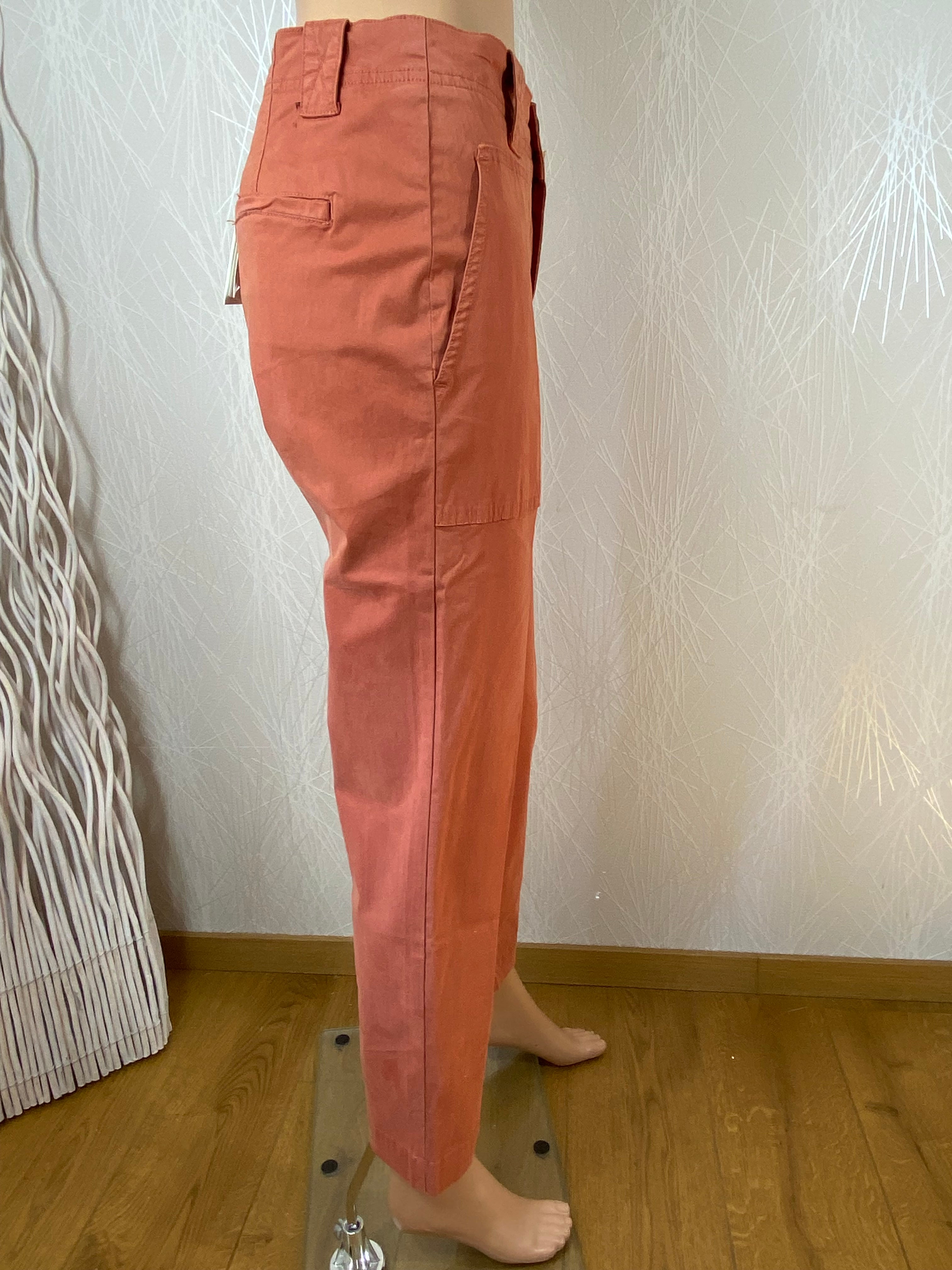 Pantalon brun en toile coupe droite MKT Studio