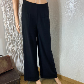 Pantalon noir femme jambes larges taille haute modèle Bali Surkana