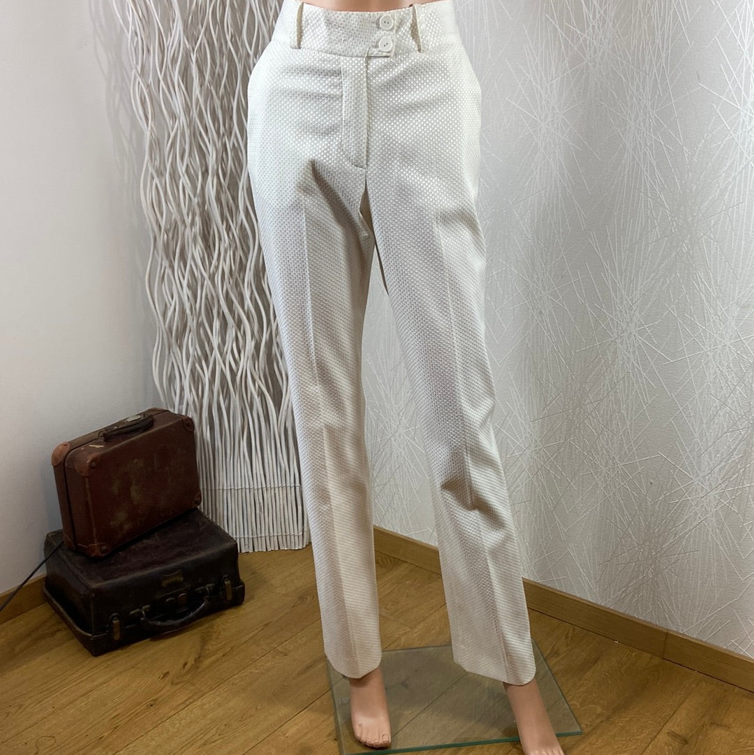 Pantalon blanc en soie fabriqué en France