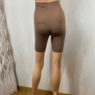 Short panty marron taille haute stretch tissu microfibre fin modele Lasiv Ichi