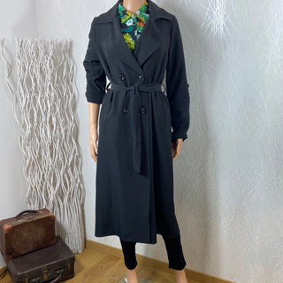 Manteau trench noir femme long classique manches retroussables New Collection