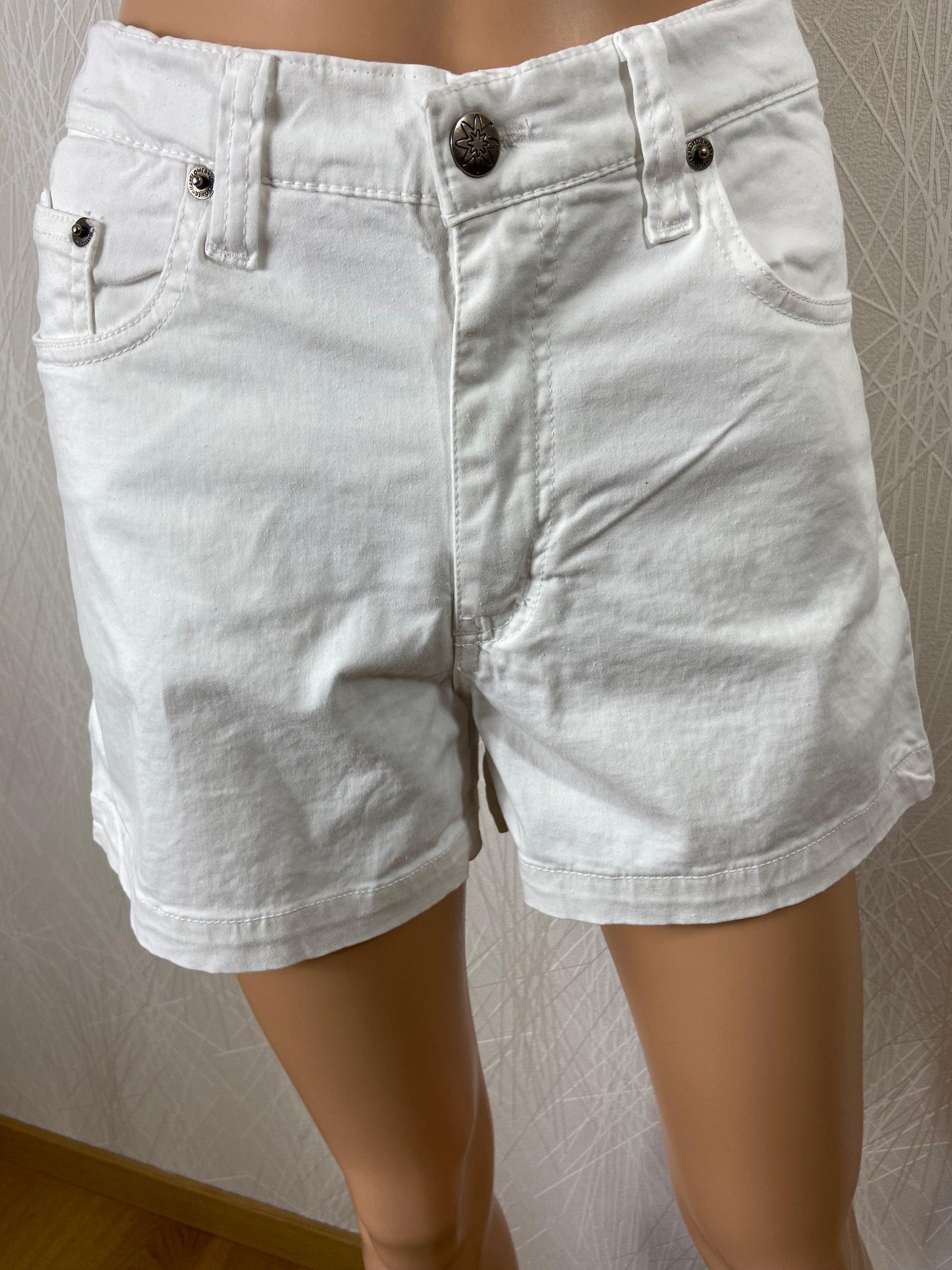 Short femme coton blanc taille haute Mayflower - Offre-Unique