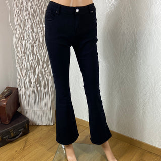 Jeans coton noir femme taille basse flare Sixte