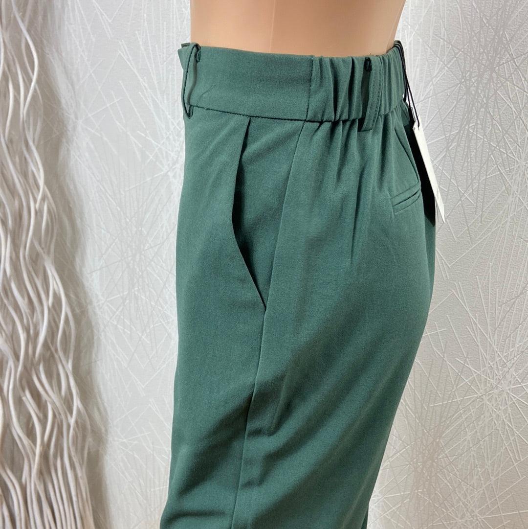 Pantalon vert femme taille haute élastique tissu souple Danta Pants Crop B.Young - Offre-Unique