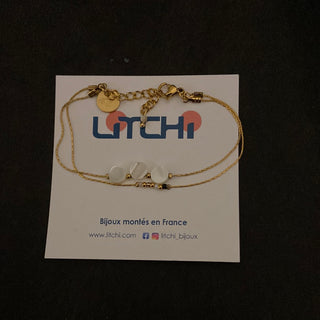 Bracelet doré avec nacre Litchi