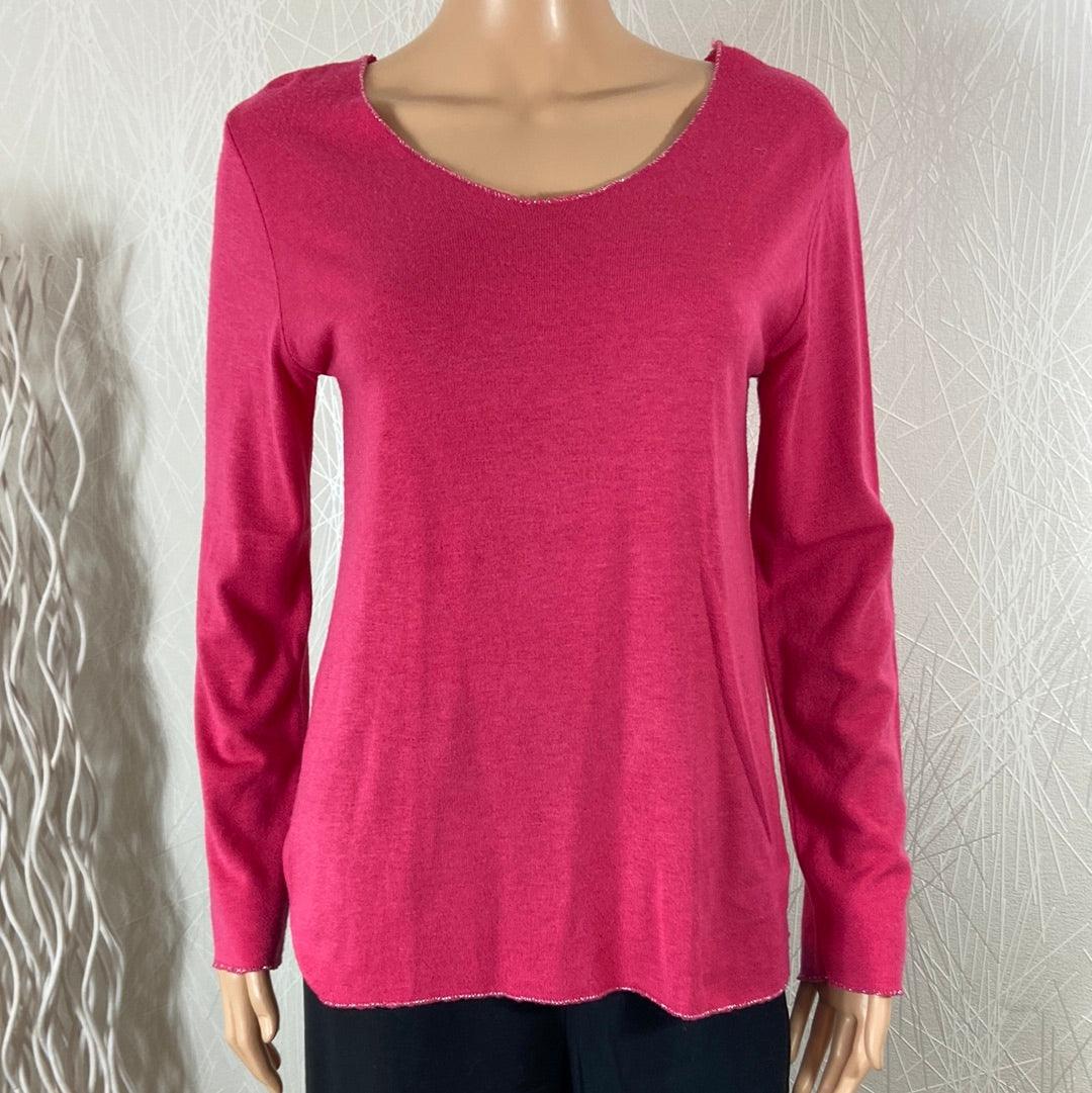 Pullover rose mailles fines coupe droite Monte Rosso - Offre-Unique