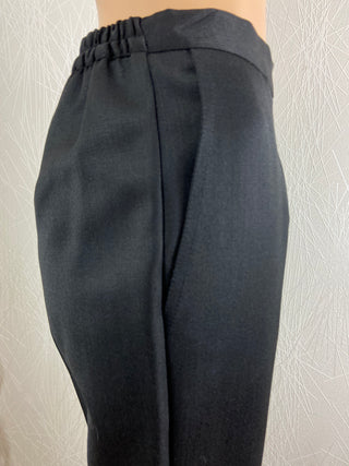 Pantalon noir laine style habillé taille haute fabrication française Gévana