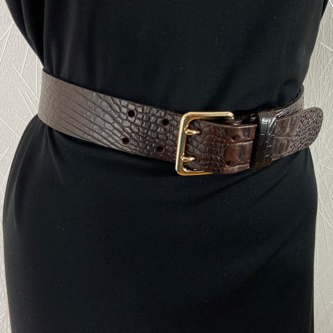 Ceinture pour femme en cuir marron aspect peau de serpent Amsterdam Héritage