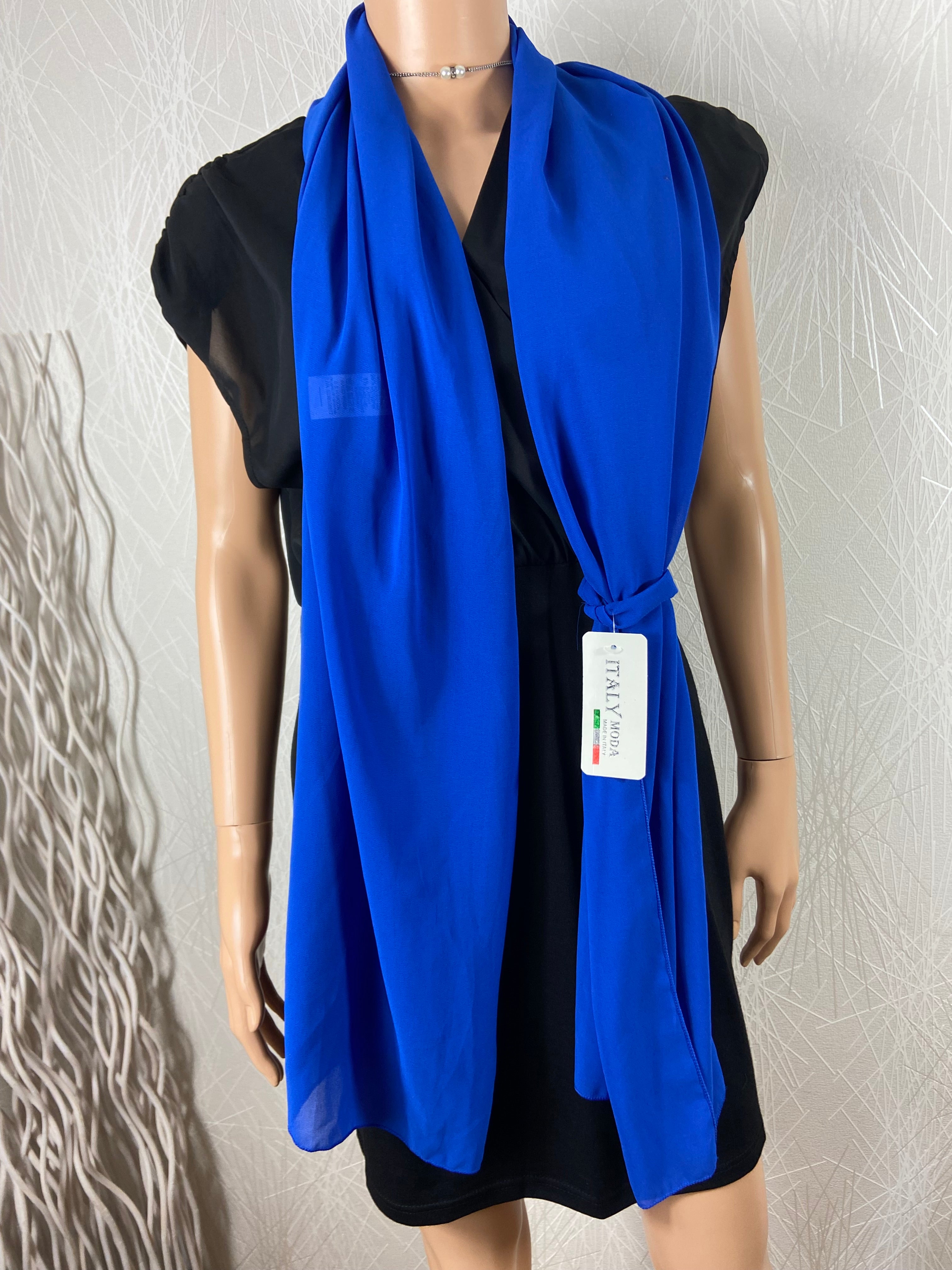 Écharpe cravate en voile bleu roi  Made In Italy