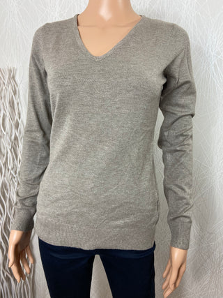 Pull col V femme taupe D&X mode