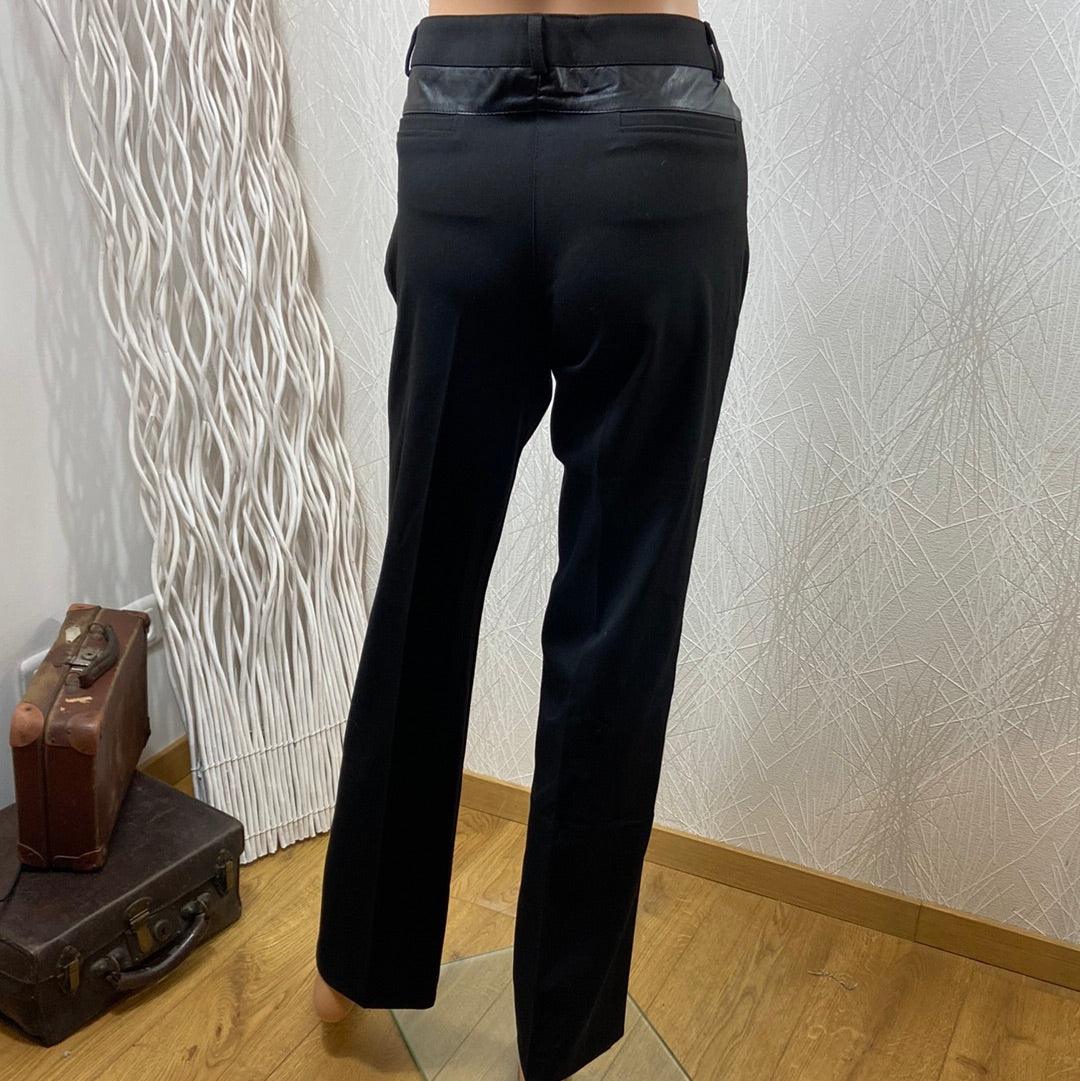 Pantalon habillé noir femme taille mi-haute coupe droite Absolu - Offre-Unique