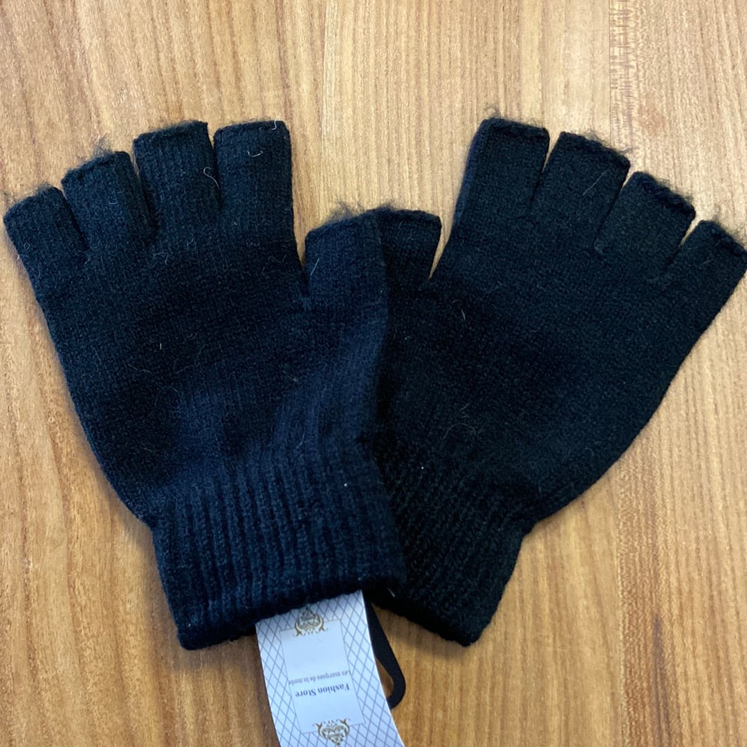 Gants mitaines en tricot noir - Taille Unique