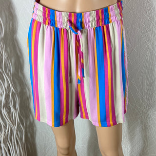 Short femme rayures multicolores taille haute élastique Bymmjoella Short B.Young